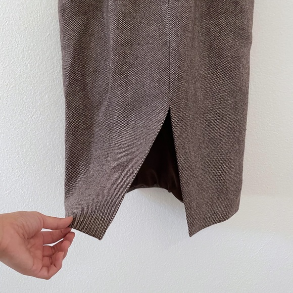 Pinafore brown tweed buckled strap midi dress - Picture 5 of 8